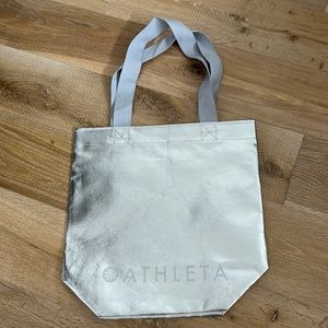 Athleta Silver White Reusable Shopping Shoulder Tote Bag